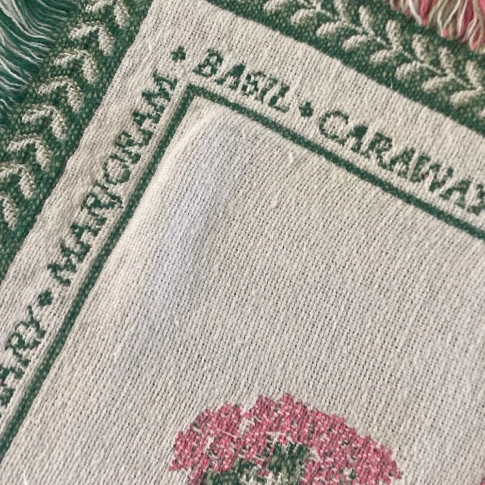 Vintage Herbal Garden Floral Fringed Placemats Set of Two